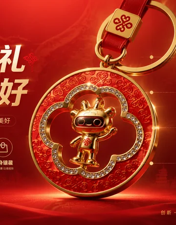 联通文创旋转钥匙扣卡片预览